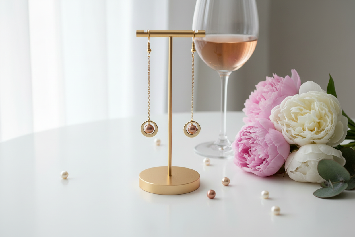 18K Gold-Plated Drop Earrings with Freshwater Pearl