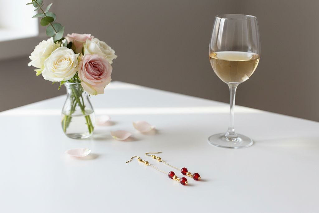 18K  gold plated components and red agate