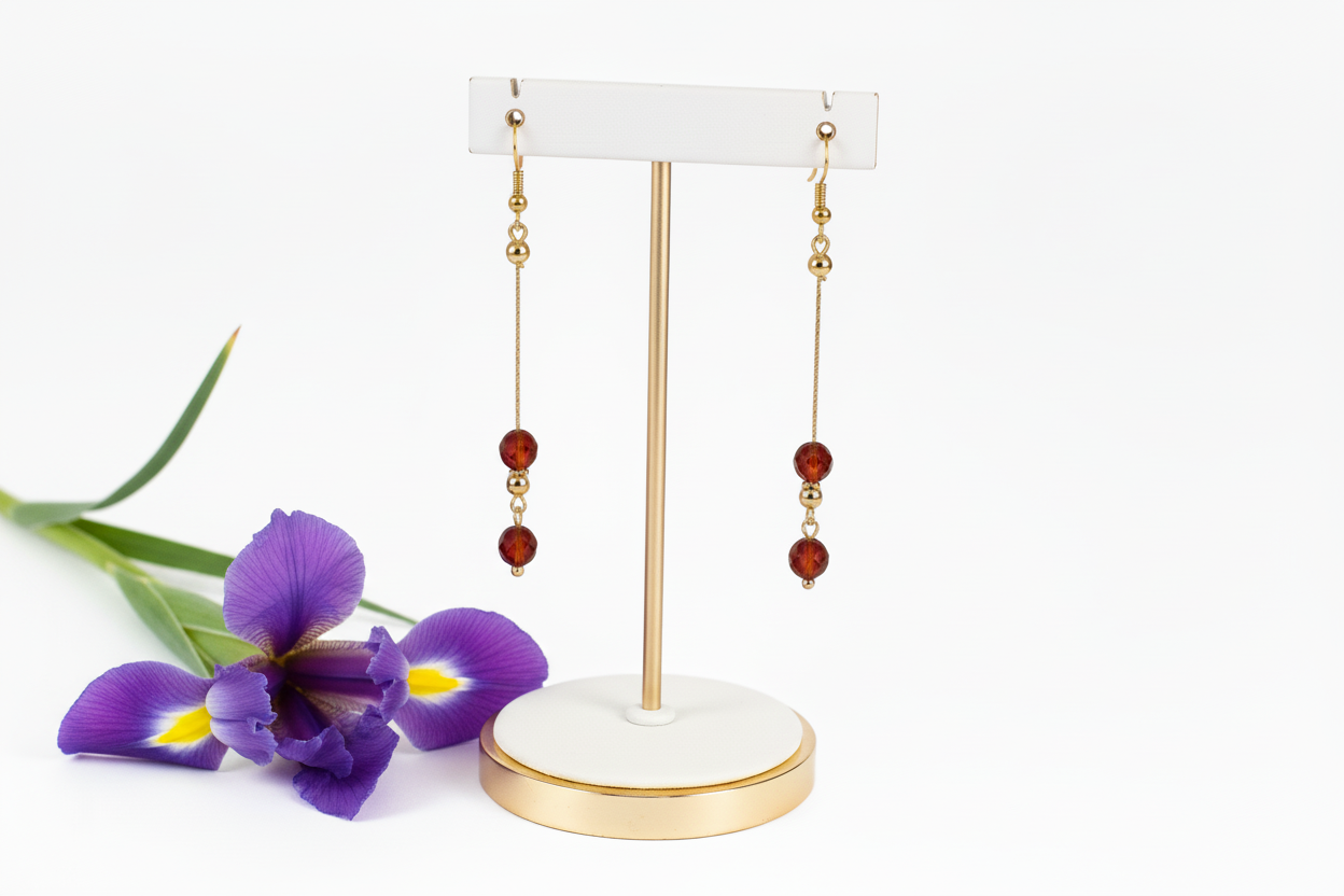 18K  gold plated components and red agate