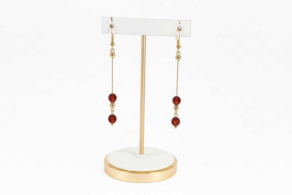 18K  gold plated components and red agate