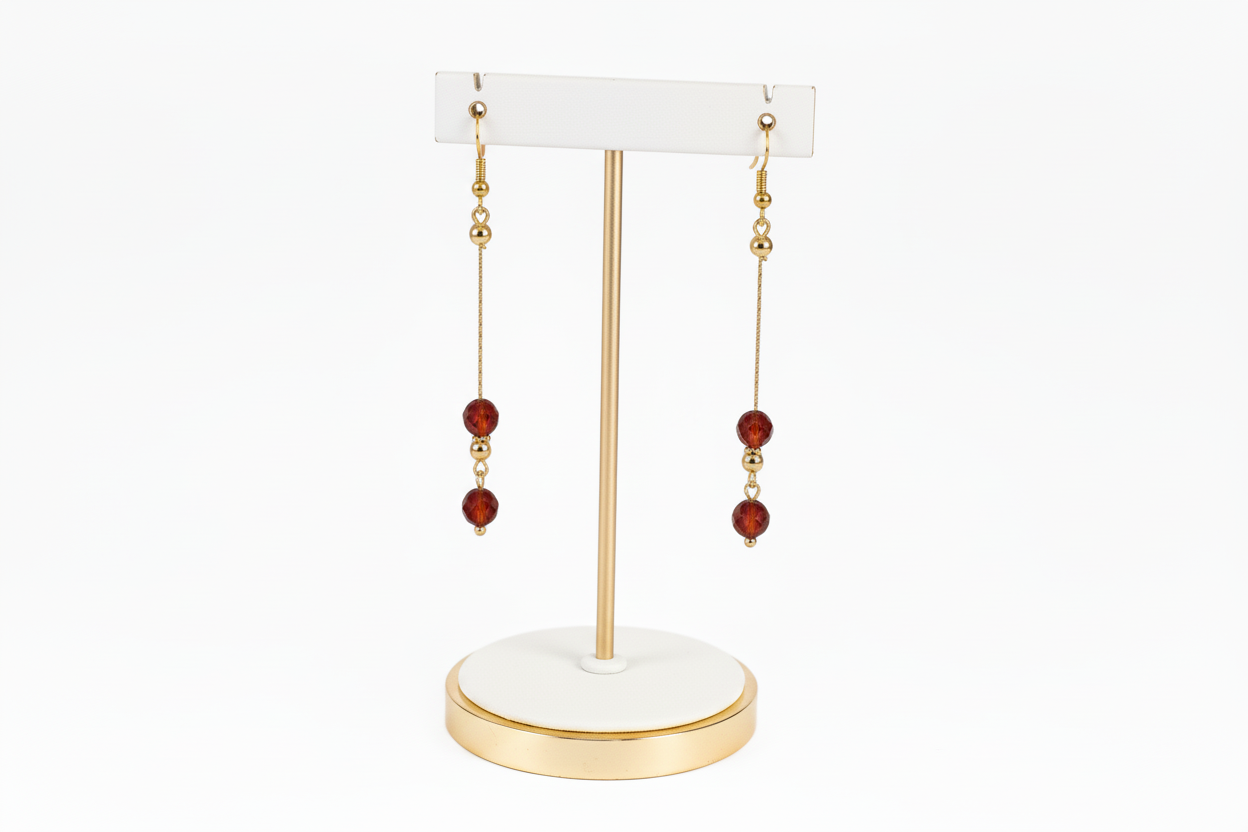 18K  gold plated components and red agate