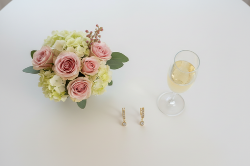 Delicate Gold-Plated Pavé Huggie Earrings with Round Crystal Charm