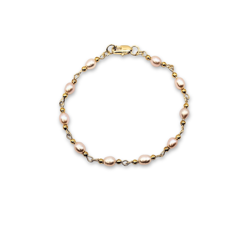 Rosy Glow Freshwater Pearl Bracelet — Gold-Plated Components