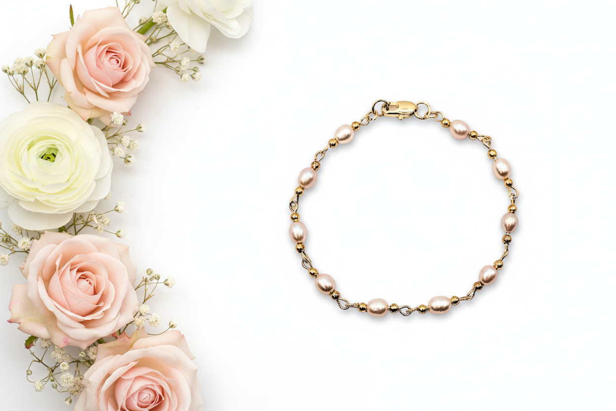 Rosy Glow Freshwater Pearl Bracelet — Gold-Plated Components