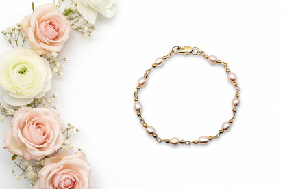 Rosy Glow Freshwater Pearl Bracelet — Gold-Plated Components