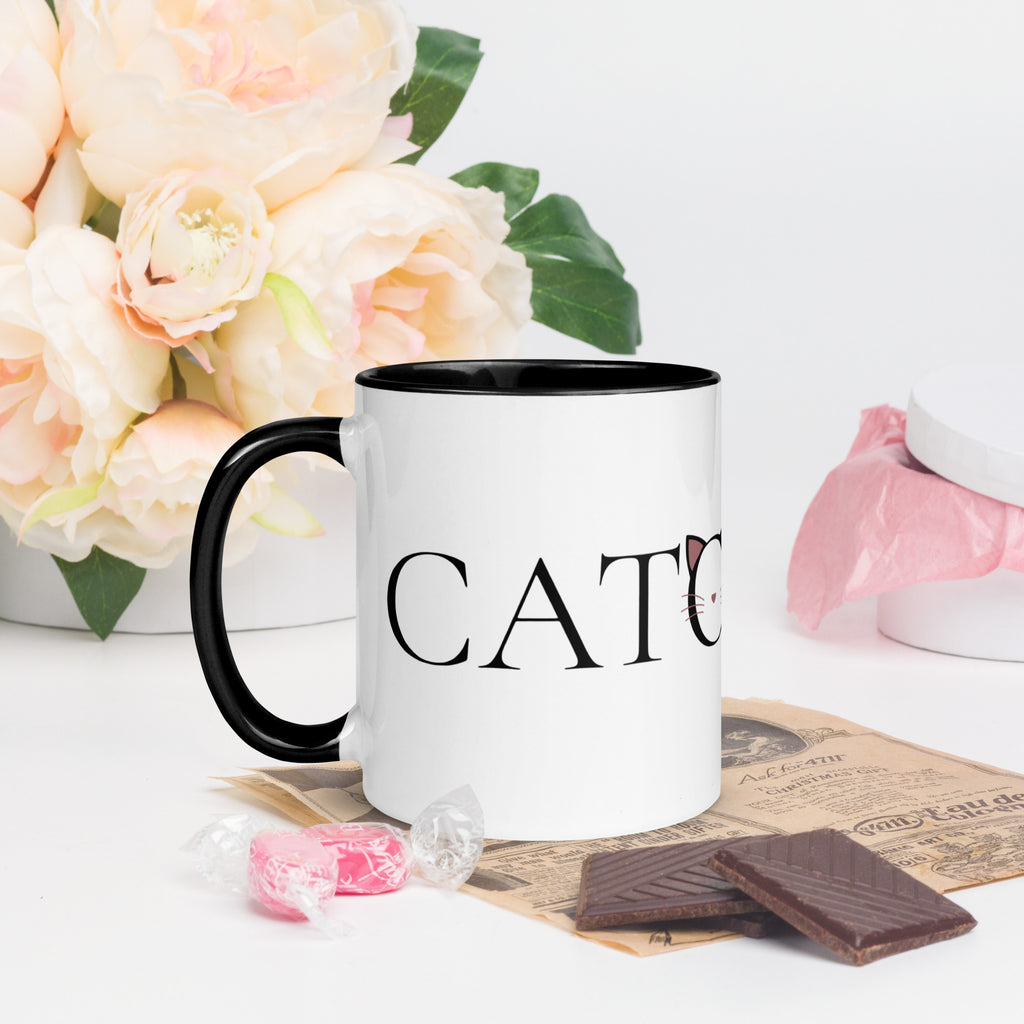 Catology mug on floral background