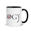Side view of Catology mug with black handle on white background