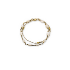 Gold Plated White Shell Double-Layer Bracelet with Lobster Clasp